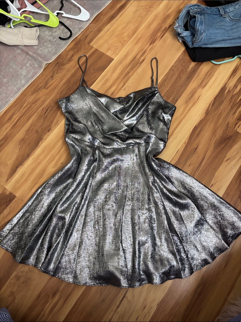 City Studio Silver Metallic Formal Dress
